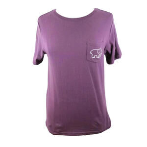 Ivory Ella Womens Cotton Short Sleeve Scoop Neck Maroon Pocket T Shirt Small